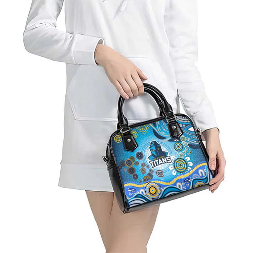 Gold Coast Titans Rugby Shoulder Handbag Australian Aboriginal Dot Painting Style