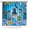 Gold Coast Titans Rugby Shower Curtain Australian Aboriginal Dot Painting Style