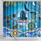 Gold Coast Titans Rugby Shower Curtain Australian Aboriginal Dot Painting Style