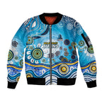 Gold Coast Titans Rugby Sleeve Zip Bomber Jacket Australian Aboriginal Dot Painting Style