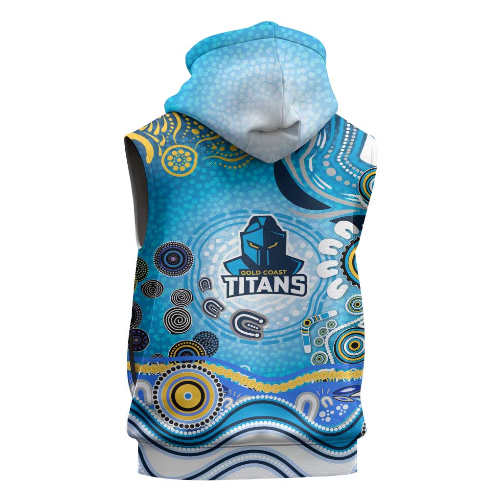Gold Coast Titans Rugby Sleeveless Hoodie Australian Aboriginal Dot Painting Style