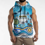Gold Coast Titans Rugby Sleeveless Hoodie Australian Aboriginal Dot Painting Style