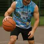 Gold Coast Titans Rugby Sleeveless Hoodie Australian Aboriginal Dot Painting Style