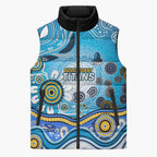 Gold Coast Titans Rugby Sleeveless Puffer Jacket Australian Aboriginal Dot Painting Style