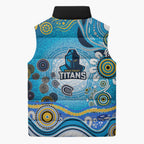 Gold Coast Titans Rugby Sleeveless Puffer Jacket Australian Aboriginal Dot Painting Style