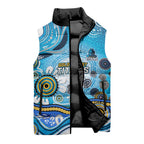 Gold Coast Titans Rugby Sleeveless Puffer Jacket Australian Aboriginal Dot Painting Style