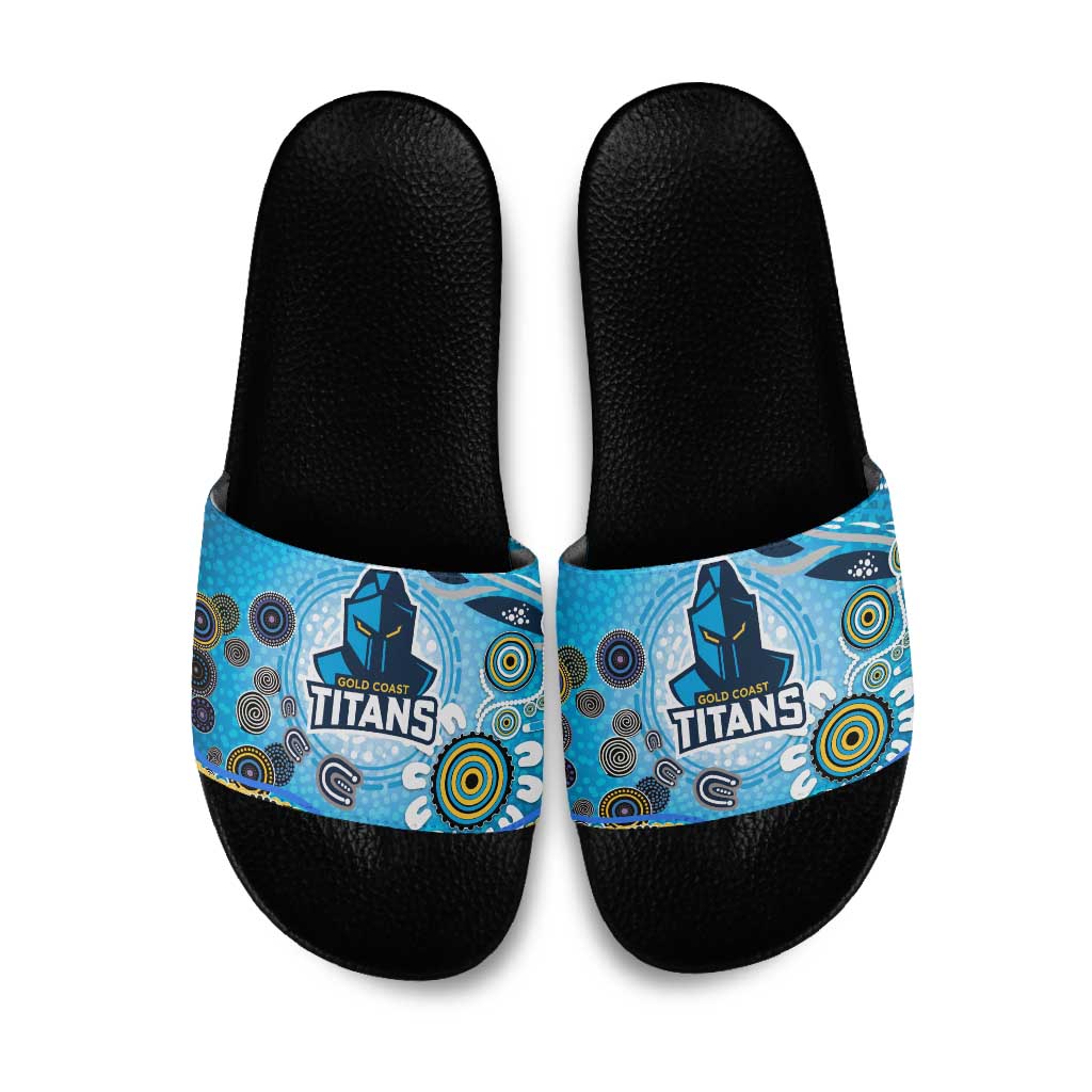 Gold Coast Titans Rugby Slide Sandals Australian Aboriginal Dot Painting Style