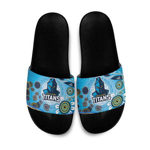 Gold Coast Titans Rugby Slide Sandals Australian Aboriginal Dot Painting Style