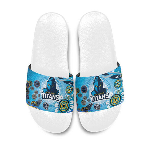 Gold Coast Titans Rugby Slide Sandals Australian Aboriginal Dot Painting Style