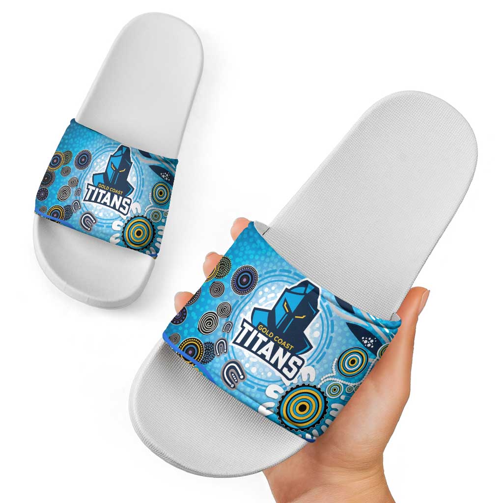 Gold Coast Titans Rugby Slide Sandals Australian Aboriginal Dot Painting Style