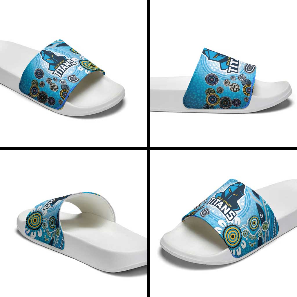 Gold Coast Titans Rugby Slide Sandals Australian Aboriginal Dot Painting Style
