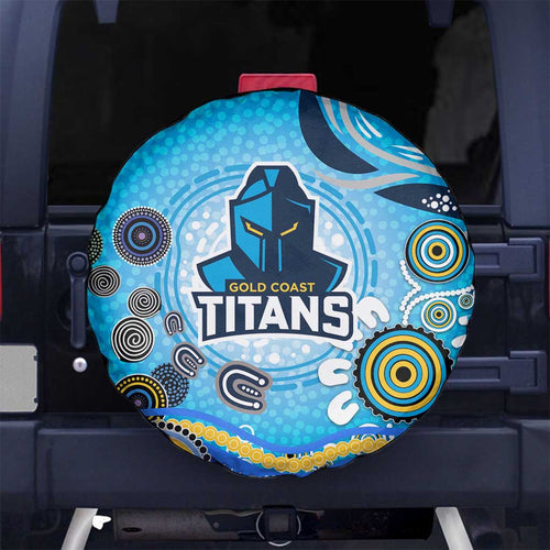 Gold Coast Titans Rugby Spare Tire Cover Australian Aboriginal Dot Painting Style
