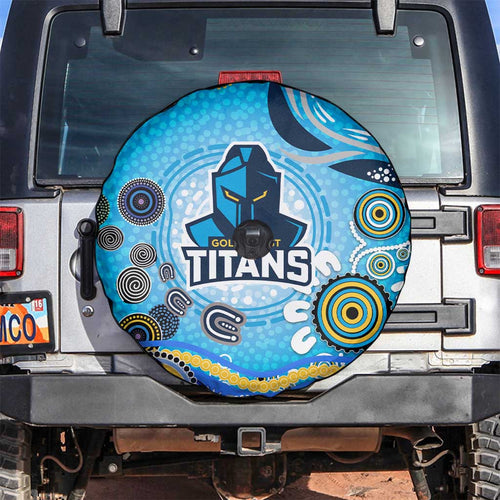 Gold Coast Titans Rugby Spare Tire Cover Australian Aboriginal Dot Painting Style