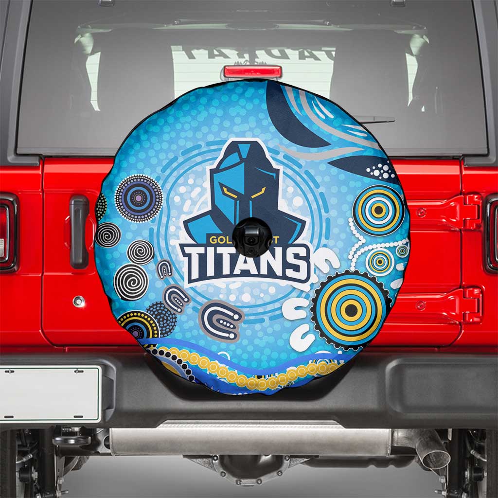 Gold Coast Titans Rugby Spare Tire Cover Australian Aboriginal Dot Painting Style