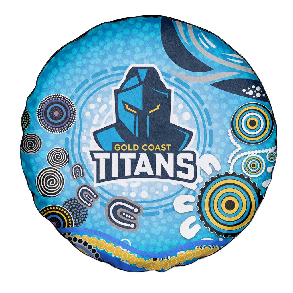 Gold Coast Titans Rugby Spare Tire Cover Australian Aboriginal Dot Painting Style