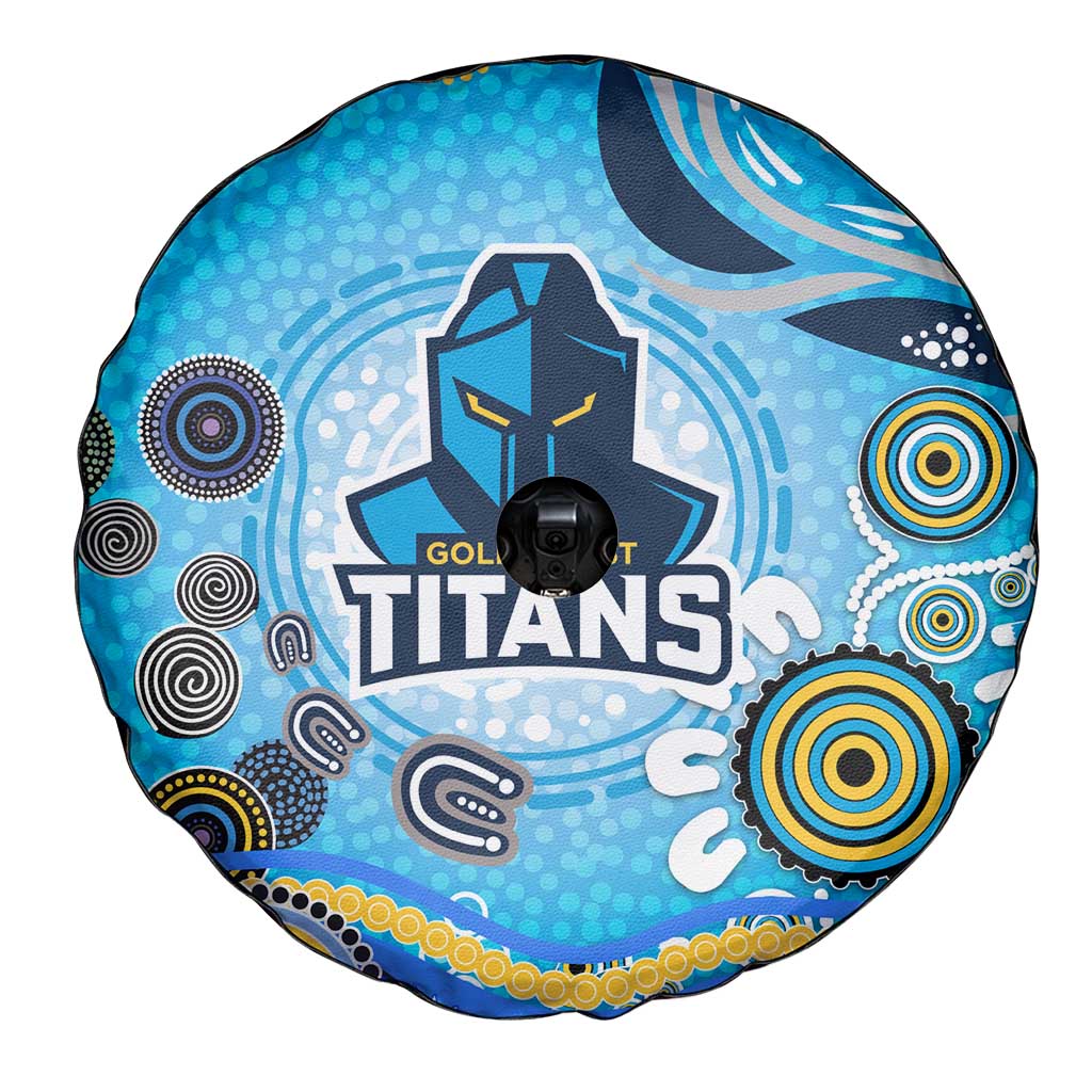 Gold Coast Titans Rugby Spare Tire Cover Australian Aboriginal Dot Painting Style