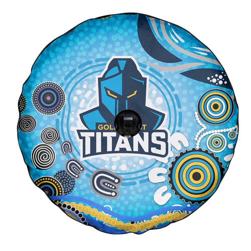 Gold Coast Titans Rugby Spare Tire Cover Australian Aboriginal Dot Painting Style