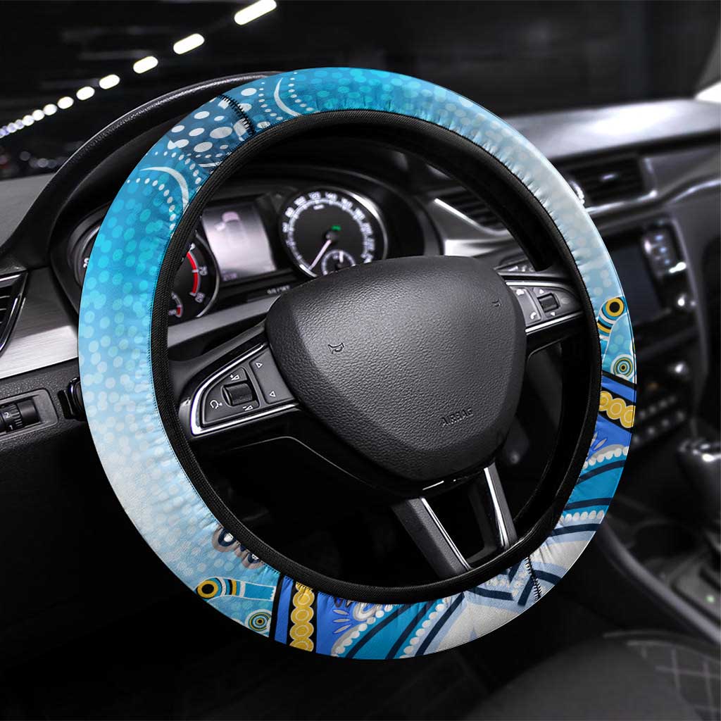 Gold Coast Titans Rugby Steering Wheel Cover Australian Aboriginal Dot Painting Style