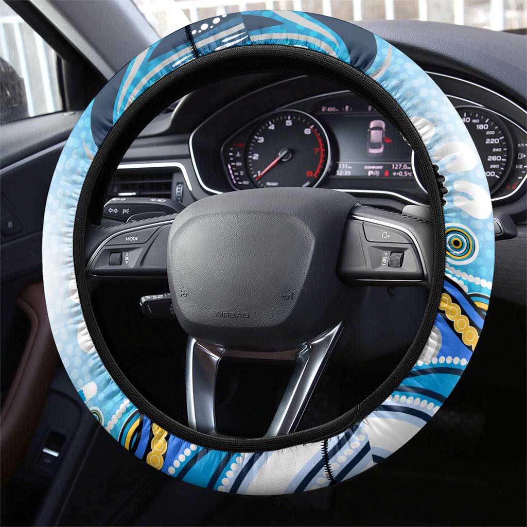Gold Coast Titans Rugby Steering Wheel Cover Australian Aboriginal Dot Painting Style