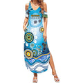 Gold Coast Titans Rugby Summer Maxi Dress Australian Aboriginal Dot Painting Style