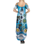 Gold Coast Titans Rugby Summer Maxi Dress Australian Aboriginal Dot Painting Style