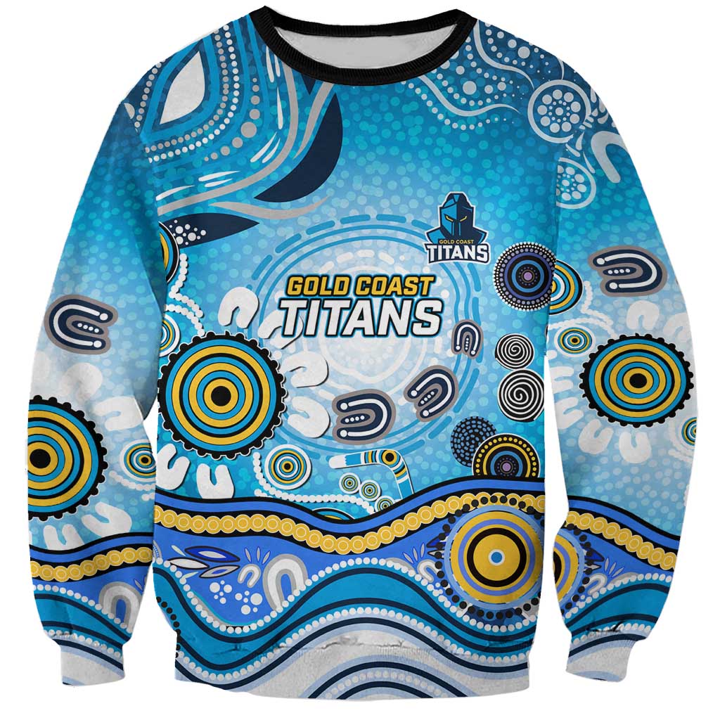Gold Coast Titans Rugby Sweatshirt Australian Aboriginal Dot Painting Style