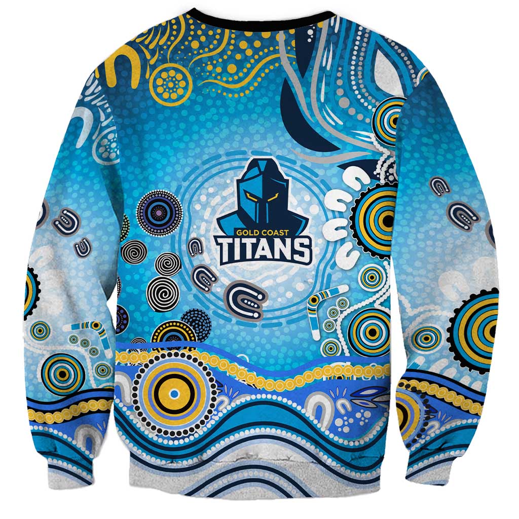 Gold Coast Titans Rugby Sweatshirt Australian Aboriginal Dot Painting Style