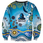 Gold Coast Titans Rugby Sweatshirt Australian Aboriginal Dot Painting Style