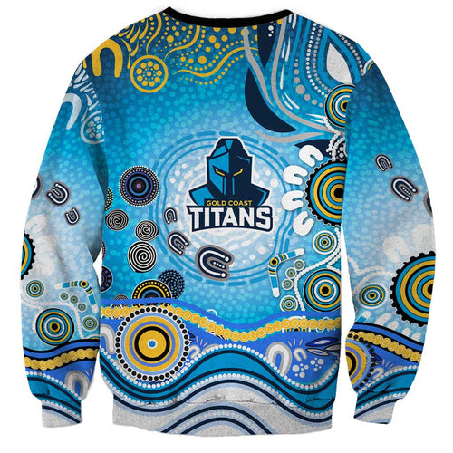 Gold Coast Titans Rugby Sweatshirt Australian Aboriginal Dot Painting Style