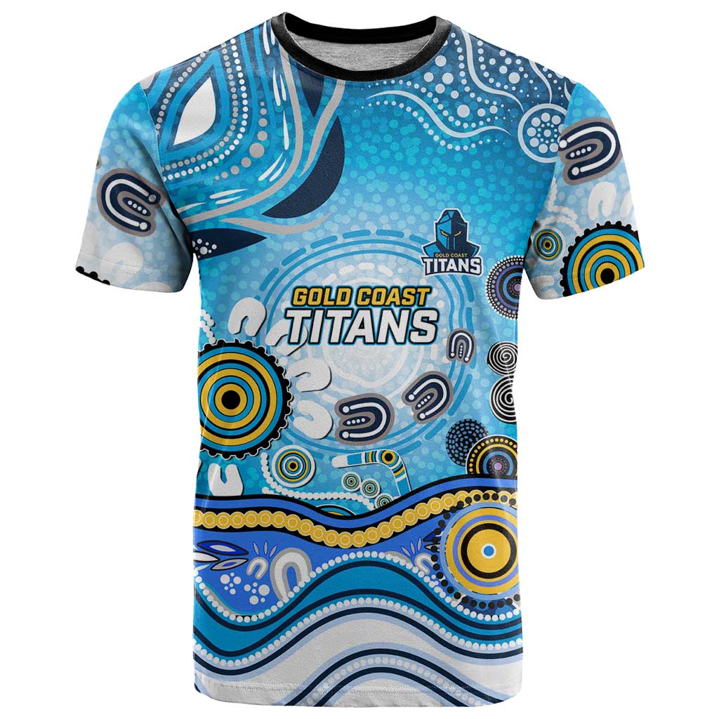 Gold Coast Titans Rugby T Shirt Australian Aboriginal Dot Painting Style