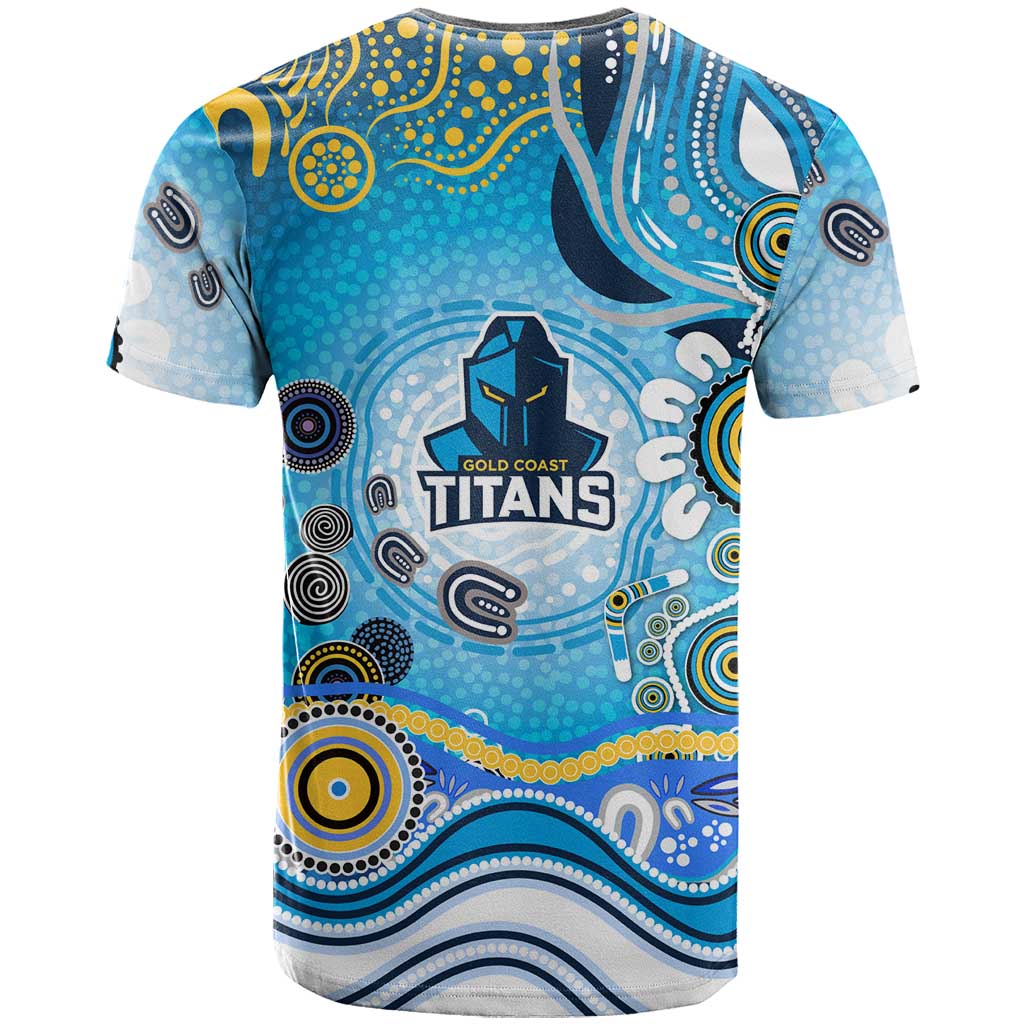 Gold Coast Titans Rugby T Shirt Australian Aboriginal Dot Painting Style
