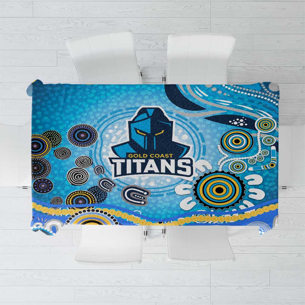 Gold Coast Titans Rugby Tablecloth Australian Aboriginal Dot Painting Style