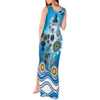 Gold Coast Titans Rugby Tank Maxi Dress Australian Aboriginal Dot Painting Style