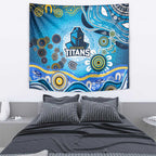 Gold Coast Titans Rugby Tapestry Australian Aboriginal Dot Painting Style