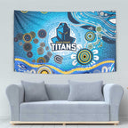 Gold Coast Titans Rugby Tapestry Australian Aboriginal Dot Painting Style