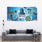 Gold Coast Titans Rugby Tapestry Australian Aboriginal Dot Painting Style