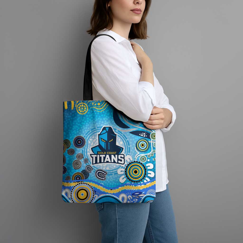 Gold Coast Titans Rugby Tote Bag Australian Aboriginal Dot Painting Style