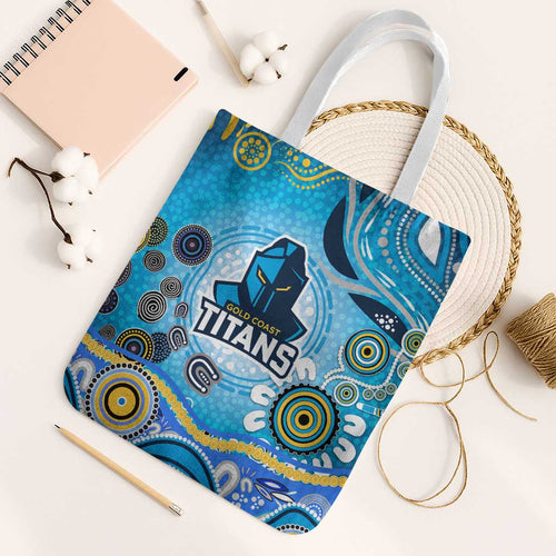 Gold Coast Titans Rugby Tote Bag Australian Aboriginal Dot Painting Style