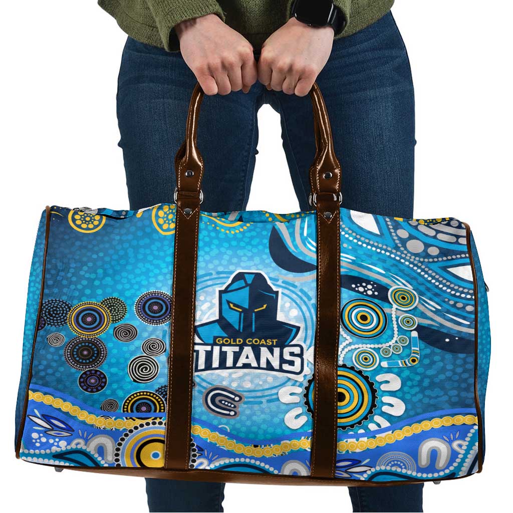 Gold Coast Titans Rugby Travel Bag Australian Aboriginal Dot Painting Style