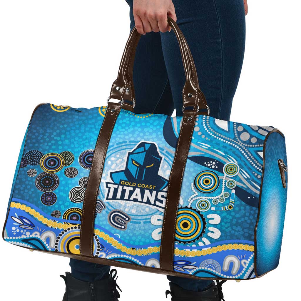 Gold Coast Titans Rugby Travel Bag Australian Aboriginal Dot Painting Style