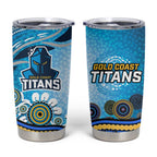 Gold Coast Titans Rugby Tumbler Cup Australian Aboriginal Dot Painting Style
