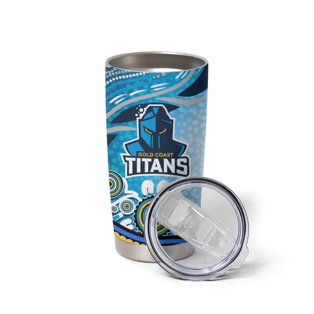 Gold Coast Titans Rugby Tumbler Cup Australian Aboriginal Dot Painting Style