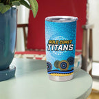 Gold Coast Titans Rugby Tumbler Cup Australian Aboriginal Dot Painting Style