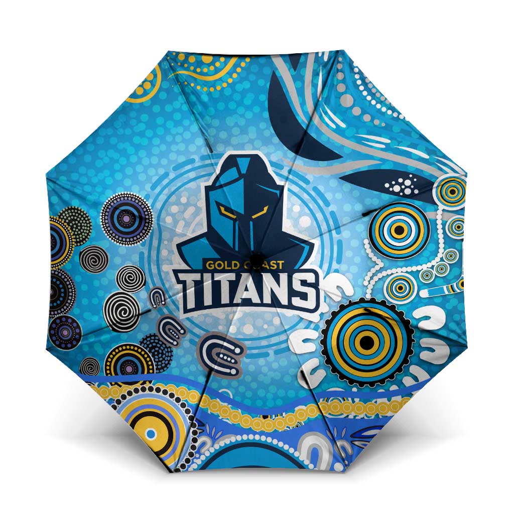 Gold Coast Titans Rugby Umbrella Australian Aboriginal Dot Painting Style