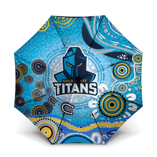 Gold Coast Titans Rugby Umbrella Australian Aboriginal Dot Painting Style