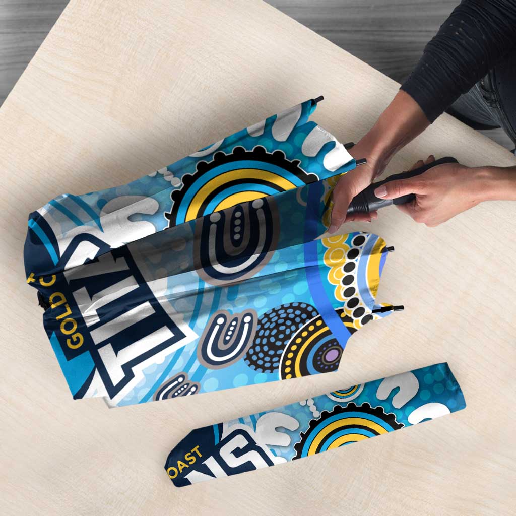 Gold Coast Titans Rugby Umbrella Australian Aboriginal Dot Painting Style
