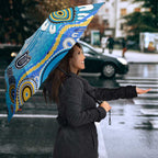 Gold Coast Titans Rugby Umbrella Australian Aboriginal Dot Painting Style