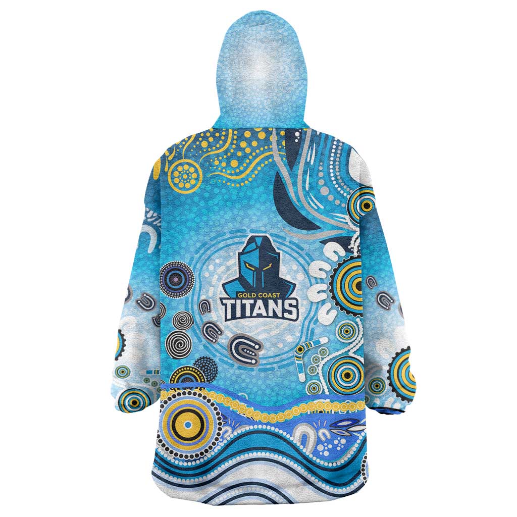 Gold Coast Titans Rugby Wearable Blanket Hoodie Australian Aboriginal Dot Painting Style