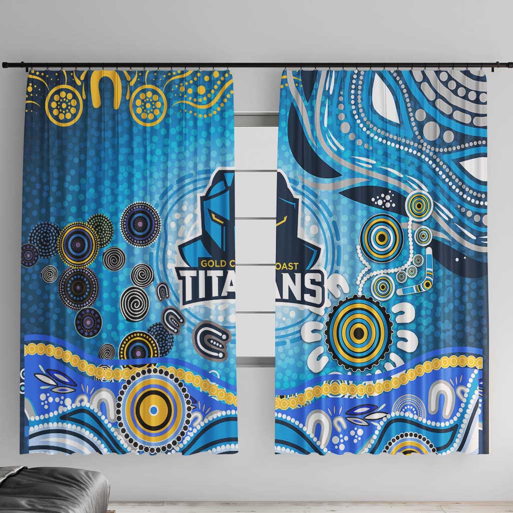 Gold Coast Titans Rugby Window Curtain Australian Aboriginal Dot Painting Style