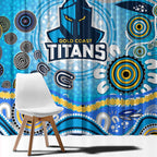 Gold Coast Titans Rugby Window Curtain Australian Aboriginal Dot Painting Style